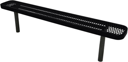 Coated Outdoor Furniture Heavy-Duty Outdoor Bench Thermoplastic Coated, Expanded Metal, Commercial-Grade Seating, Made in America (Inground Without Back, 6 Ft, Black)