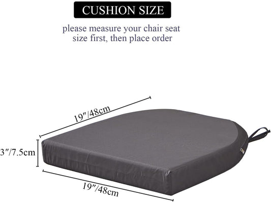 19 x 19 Inch Outdoor Seat Cushions for Patio Furniture with Non Slip and Ties Waterproof & UV Resistant Round Corner Outdoor Chair Cushions Replacement Set of 2, Gray