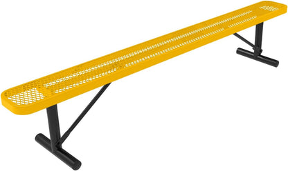 Coated Outdoor Furniture Heavy-Duty Portable Outdoor Bench Thermoplastic Coated, Expanded Metal, Commercial-Grade Seating, Made in America (Portable Without Back, 8 Ft, Yellow)