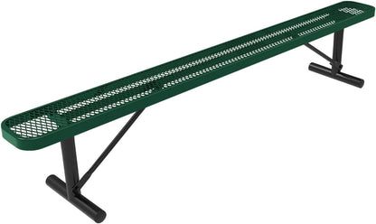 Heavy-Duty Portable Outdoor Bench Thermoplastic Coated, Expanded Metal, Commercial-Grade Seating, Made in America (Portable Without Back, 8 Ft, Textured Green)