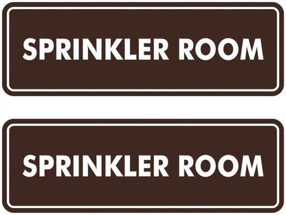 Signs ByLITA Standard Sprinkler Room Sign (Dark Brown) - Large 2 Pack