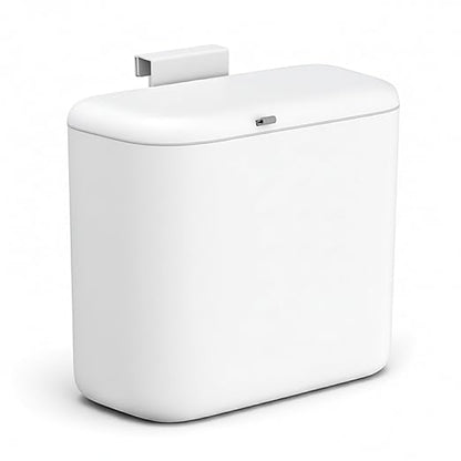 MUEE Hanging Compost Bin [2.3 Gal Max Volume] Heavy Duty Scrap Collector for 4-5 Person Households - Under Cabinet Large Trash Can with Slide Lid for RV & Heavy Prep - Matte White