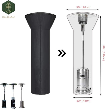 GardenPal 420D Patio Heater Covers with Zipper Outdoor Heater Cover Heavy Duty Tear-Proof, Anti-Snow, Wind-Resistant Dust-Proof Cover for Patio Heater 89"x 33"x 19"