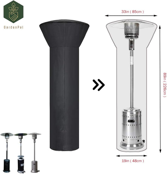 GardenPal 420D Patio Heater Covers with Zipper Outdoor Heater Cover Heavy Duty Tear-Proof, Anti-Snow, Wind-Resistant Dust-Proof Cover for Patio Heater 89"x 33"x 19"