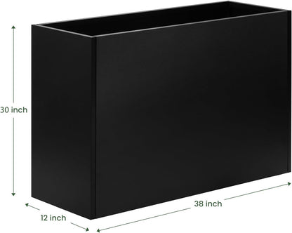 Heavy-Duty Steel Planter Box 38”x12”x30”, Rust-Resistant Large Outdoor & Indoor Plant Container, Metal Garden Box with Drainage Holes & Reinforced Edges