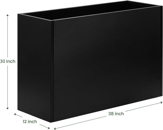 Heavy-Duty Steel Planter Box 38”x12”x30”, Rust-Resistant Large Outdoor & Indoor Plant Container, Metal Garden Box with Drainage Holes & Reinforced Edges