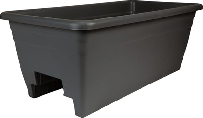 The HC Companies Deck Railing Planter Box w/Removable Drain Plugs - Lightweight & Weatherproof Plastic Flower Box - Balcony Planters for Railing and Fence (24”, Black)