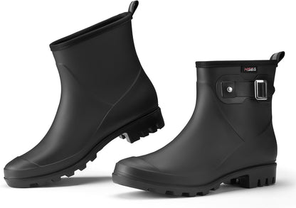 HISEA Women's Ankle Rain Boots Waterproof, Fashion Short Garden Shoes Anti-slip for Women with Comfortable Insole