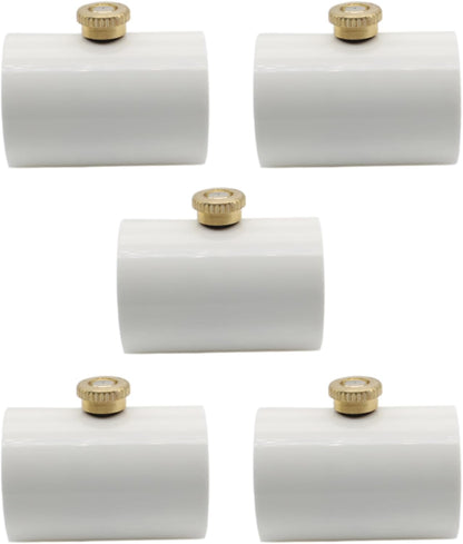 5 Pcs PVC Mist Nozzle Coupling with Brass Mist Nozzle for 1/2 Inch PVC Pipe for Greenhouse Outdoor Misting Cooling System (White)