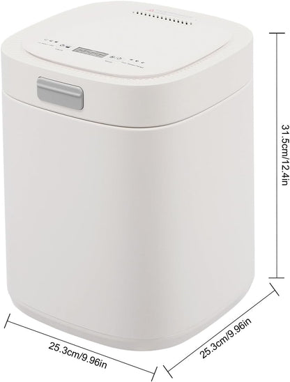 2.5L / 0.66 Gal Electric Kitchen Composter Indoor/Outdoor Odorless Quiet Smart Compost Bin Quick/Standard/Ferment Working Modes, Turn Food Waste into Fertilizer for Garden (White)