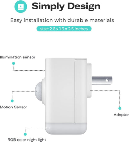 THIRDREALITY Multi-Function Night Light 2 Pack, Zigbee Repeater, 3-in-1 Combines a Motion Sensor, a Illumination Sensor and RGB Color Night Light, 1-100% Adjustable Brightness, Zigbee hub Required