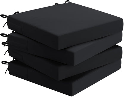 AAAAAcessories Outdoor Seat Cushions for Chairs, Waterproof, Fade-Resistant Patio Furniture Replacement Cushions, 18.5" x 16" x 3", Set of 4, Black