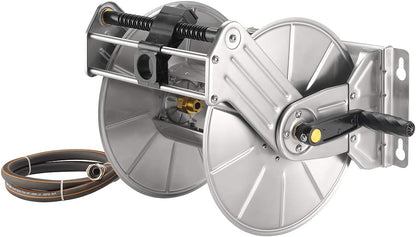 Giraffe Tools Stainless Steel Garden Hose Reel Heavy Duty, Wall/Floor Mounted Stainless Water Hose Reel Retractable with Crank, 150-Feet 5/8" Hose Capacity