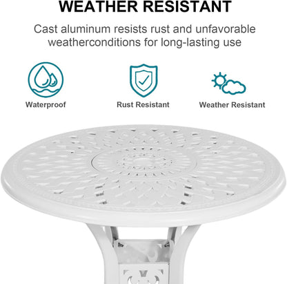 5 Piece Patio Dining Set, All Weather Cast Aluminum Outdoor Dining Table and Chairs Set of 4, Patio Furniture Conversation Set with 4 Chairs and 30.31" Round Table, 2.36" Umbrella Hole