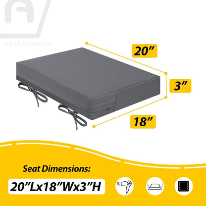 AAAAAcessories Outdoor Seat Cushions for Chairs, Waterproof, Fade-Resistant Patio Furniture Replacement Cushions, 20" x 18" x 3", Set of 2, Dark Gray