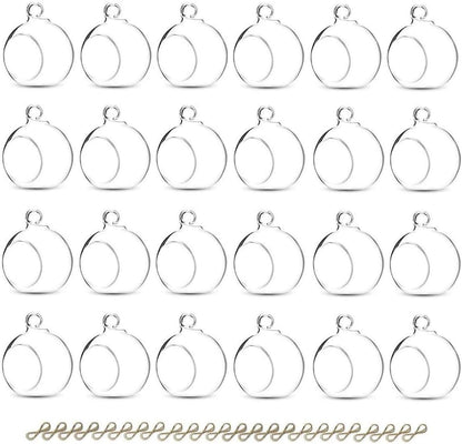 Sziqiqi 3.15" Glass Globes Glass Bulbs Hanging Tea Light Holder Terrarium Container Wedding Centerpiece Backyard Decoration Christmas Ornaments 20pcs+4 Extra