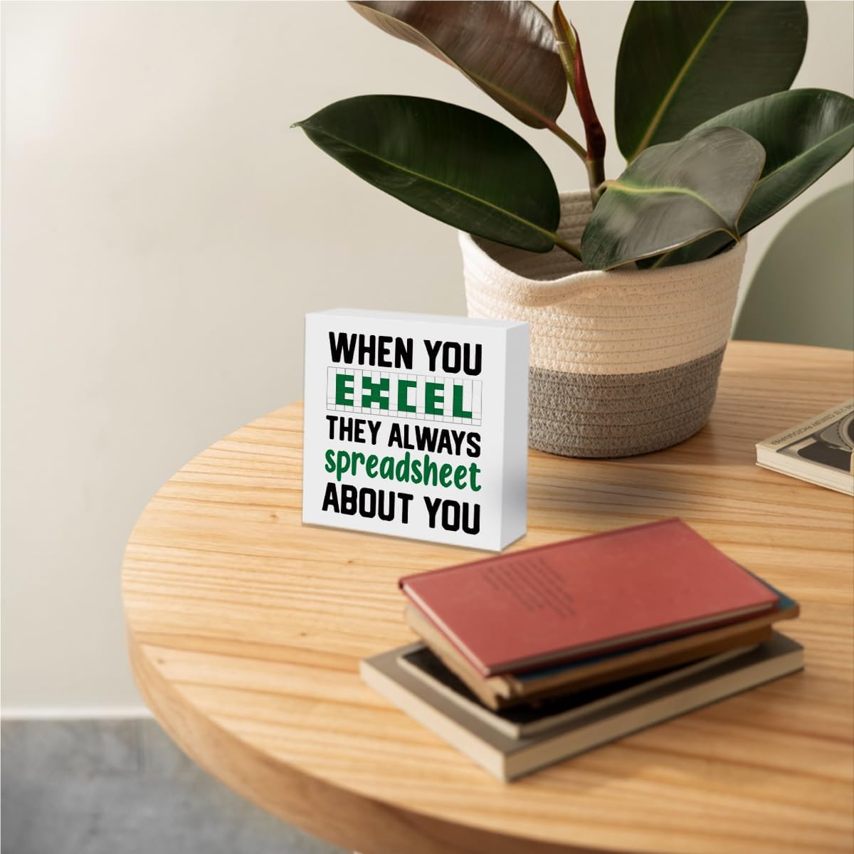 Accountant Quote Wooden Box Sign, Office Sign Desk Decorative Wooden Signs, Humorous Office Decor for Desk Shelf Tabletop Counter, Accountant Gifts For Coworker Friend