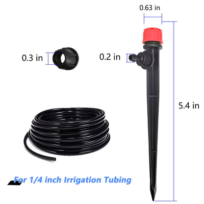 50 Pcs Drip Irrigation Emitters with Lock, Adjustable 360 Degree Water Flow Drippers for 1/4 inch Tubing, Garden Irrigation Sprayers for 4-7mm Watering System