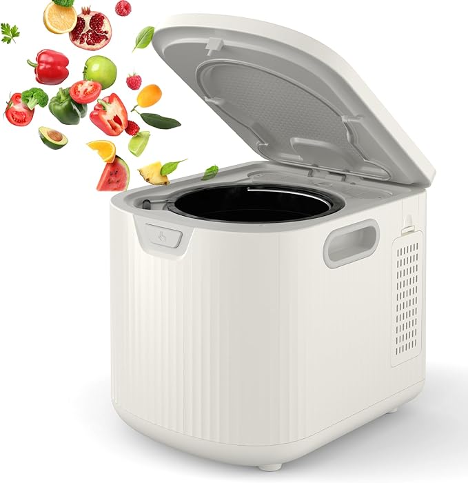 2.5 L Electric Composter Countertop, 3 Modes Kitchen Smart Compost Bin with Auto Cleaning, LED Display, Turns Kitchen Waste into Dry Manure, Low Noise Food Waste Compost Machine