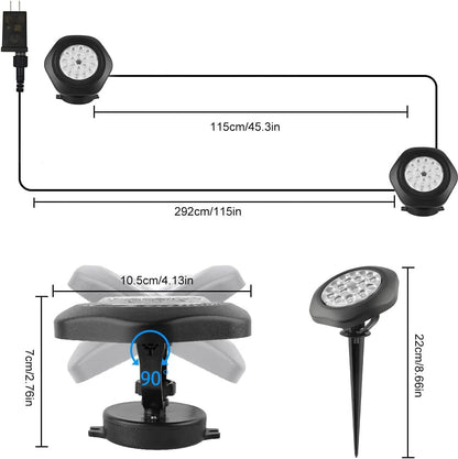 RGB Underwater Pond Lights, Super Bright 18 LED Submersible Fountain Lights Color Changing Spotlights, Bluetooth APP Control IP68 Waterproof for Fish Aquarium Tank Garden Yard Pool(Set of 2)