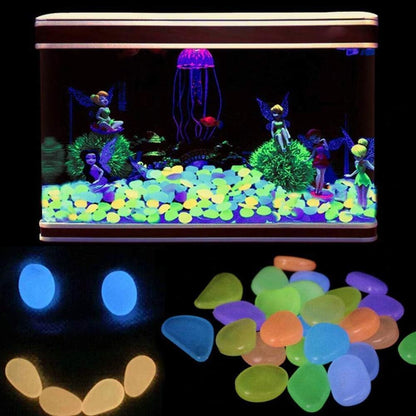 Oubest Glow in The Dark Pebbles/Glow Stones/Glowing Rocks Blue Decor for Garden/Fish Tank/Aquarium/Walkway/Driveway/Plant Pots/Bonsai (200, Multi-Colored)
