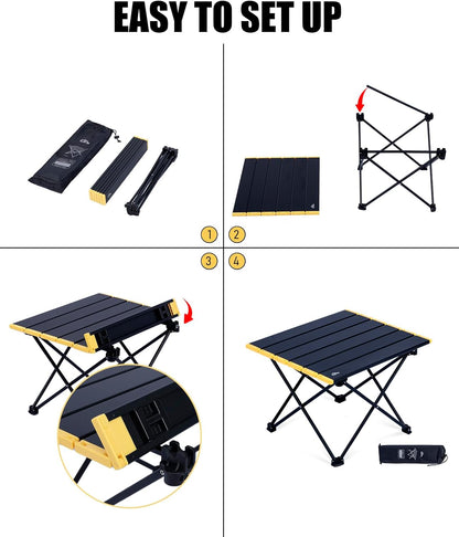 iClimb Ultralight Compact Camping Folding Table with Carry Bag (Nature- S)