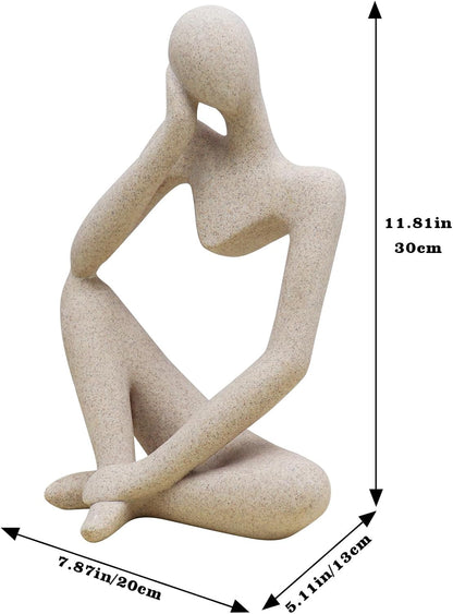 Thinker Statues and Sculptures, Sandstone Resin Thinker Statue Ornaments, Abstract Style Sculptures, Housewarming Gifts, Living Room Dining Desk Decorations (Right, Super Large)