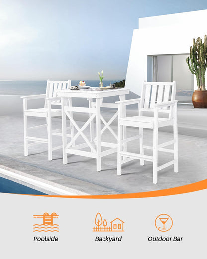 HDPE Outdoor Bar Table, 41" Adirondack Outdoor Bar Height Table, Weather Resistant HDPE Patio High Top Pub Table, Square HDPE Patio Bar Tables for Garden, Porch, Poolside, Balcony, Pearl