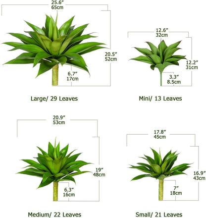 Artificial Agave Plants,Large UV Resistant Fake Agave Planters for Indoor and Outdoor Decorating Artificial Plants for Outdoors Plants(2Pack, 22")