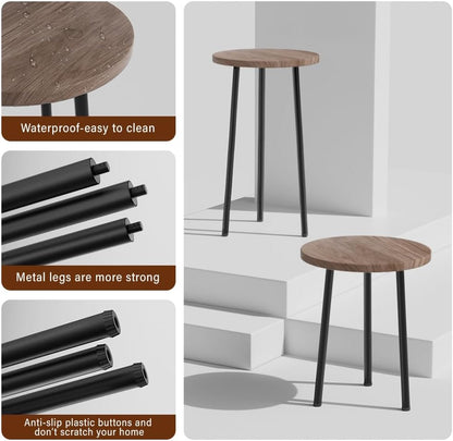 Plant Stand Indoor Tall: Corner Wood Plant Stand 2 Pack Mid Century Modern Decor - Small Round Plant Table for Indoor Plants - Outdoor Plant Holder for Patio Living Room Bathroom Office (Grey Wood)
