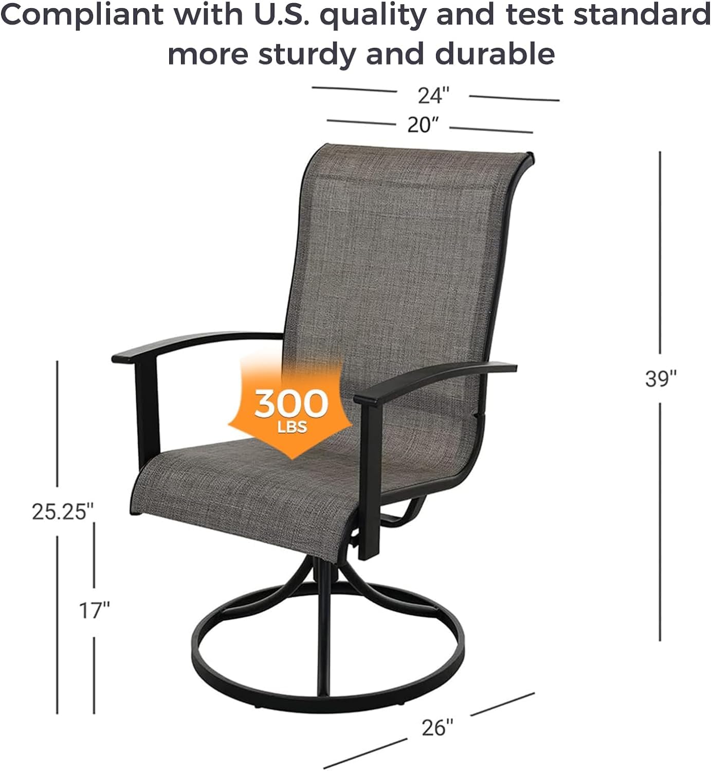 Grand patio Outdoor Swivel Dining Chairs 6-Piece Patio Dining Chair Set Mesh Sling Patio High Back Swivel Rockers, Mixed Coffee