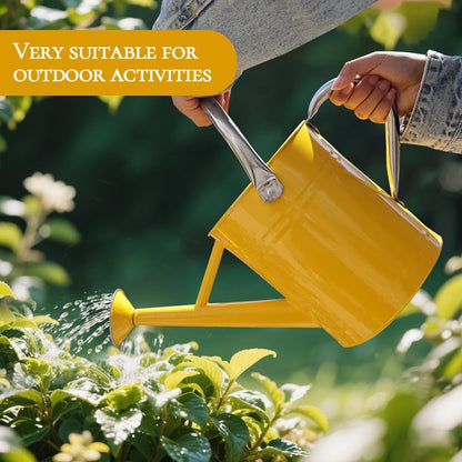 Metal Watering Can, One Gallon Watering Cans Stainless Steel for Outdoor Indoor Garden Plants Watering (Yellow)