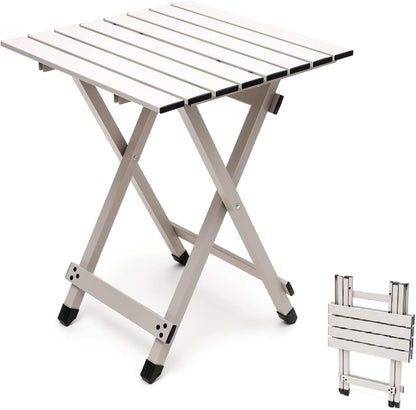 SUNNYFEEL Folding Camping Table - Lightweight Aluminum Portable Picnic Table, 18.5x18.5x24.5 Inch for Cooking, Beach, Hiking, Travel, Fishing, BBQ, Indoor Outdoor Small Foldable Camp Tables