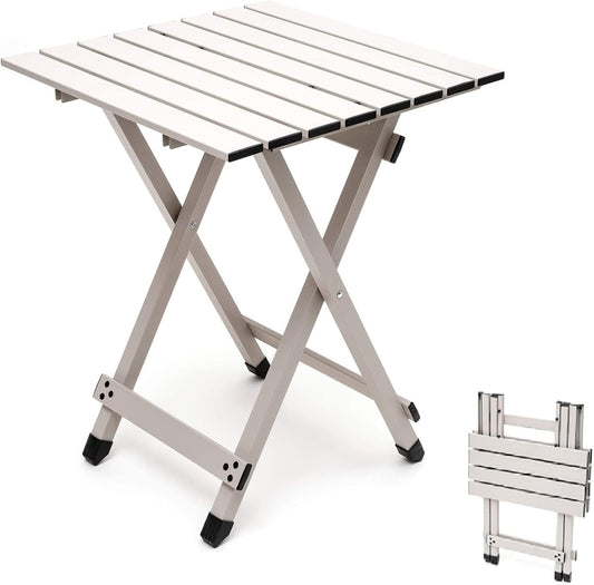 SUNNYFEEL Folding Camping Table - Lightweight Aluminum Portable Picnic Table, 18.5x18.5x24.5 Inch for Cooking, Beach, Hiking, Travel, Fishing, BBQ, Indoor Outdoor Small Foldable Camp Tables