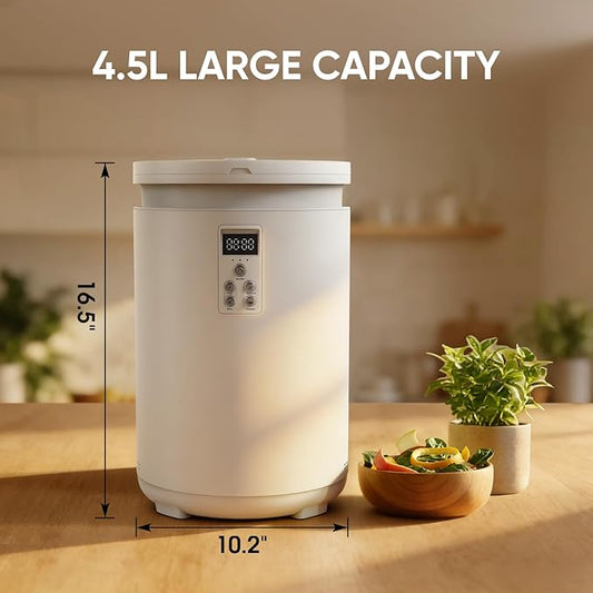 4.5L Electric Composter for Kitchen, Countertop Compost Bin with 820g Activated Carbon Filter, 4 Smart Modes, Odorless & Quiet Smart Compost Bin Kitchen, Turn Scraps to Pre-Compost