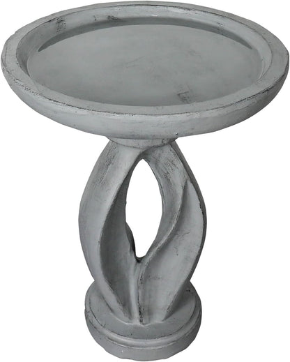 SunJet 21.8inch High Concrete Bird Bath, Freestanding Birdbaths & Birdfeeder - Stylish Outdoor Bird Baths Feeding Bowl for Outdoors Garden Patio Yard Lawn Decor