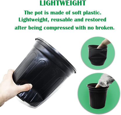 100-Pack 1 Gallon Flexible Flower Plant Nursery Pots, Plastic Plant Pots with Drainage Holes,Garden Flower Pots for Succulents, Seedlings, Cuttings, Transplanting