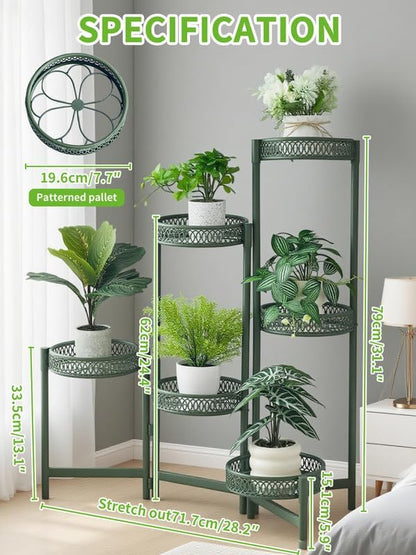 Metal Plant Stands Indoor Outdoor, 6 Tier Plant Stand Corner Plant Shelf, Folding Tall Plant Rack, Heavy Duty Iron Flower Display Holder Stand for Living Room Patio Porch Balcony - GreenFlower