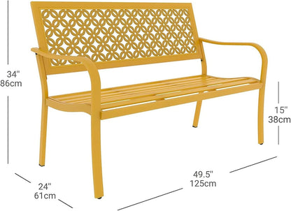 Grand patio 50" Outdoor Bench Garden Bench with Armrests Bench for Outdoors Lawn Yard Porch Sunflower Yellow