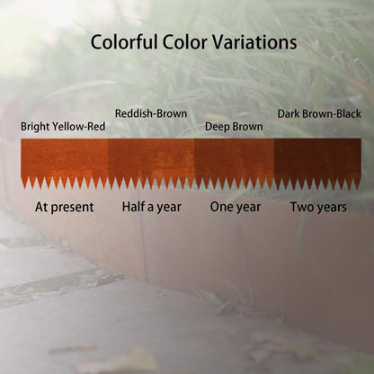 Corten Steel Landscape Edging, 40" L x 8" H, 18 GA Thickness, 13 Pack + 14 Stakes, Enhance Garden, Yard, Park, Lawn, Plants & Vegetables w/Long-Lasting Rust-Finish Cor-Ten Edging