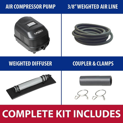 The Pond Guy Pond Aerator 1, Complete Aeration Kit, Water Garden Oxygenation Bubbler System Adds Oxygen to Koi & Fish Ponds, Outdoor Diaphragm Compressor Pump, Air Line & 1 Submersible Diffuser Stick