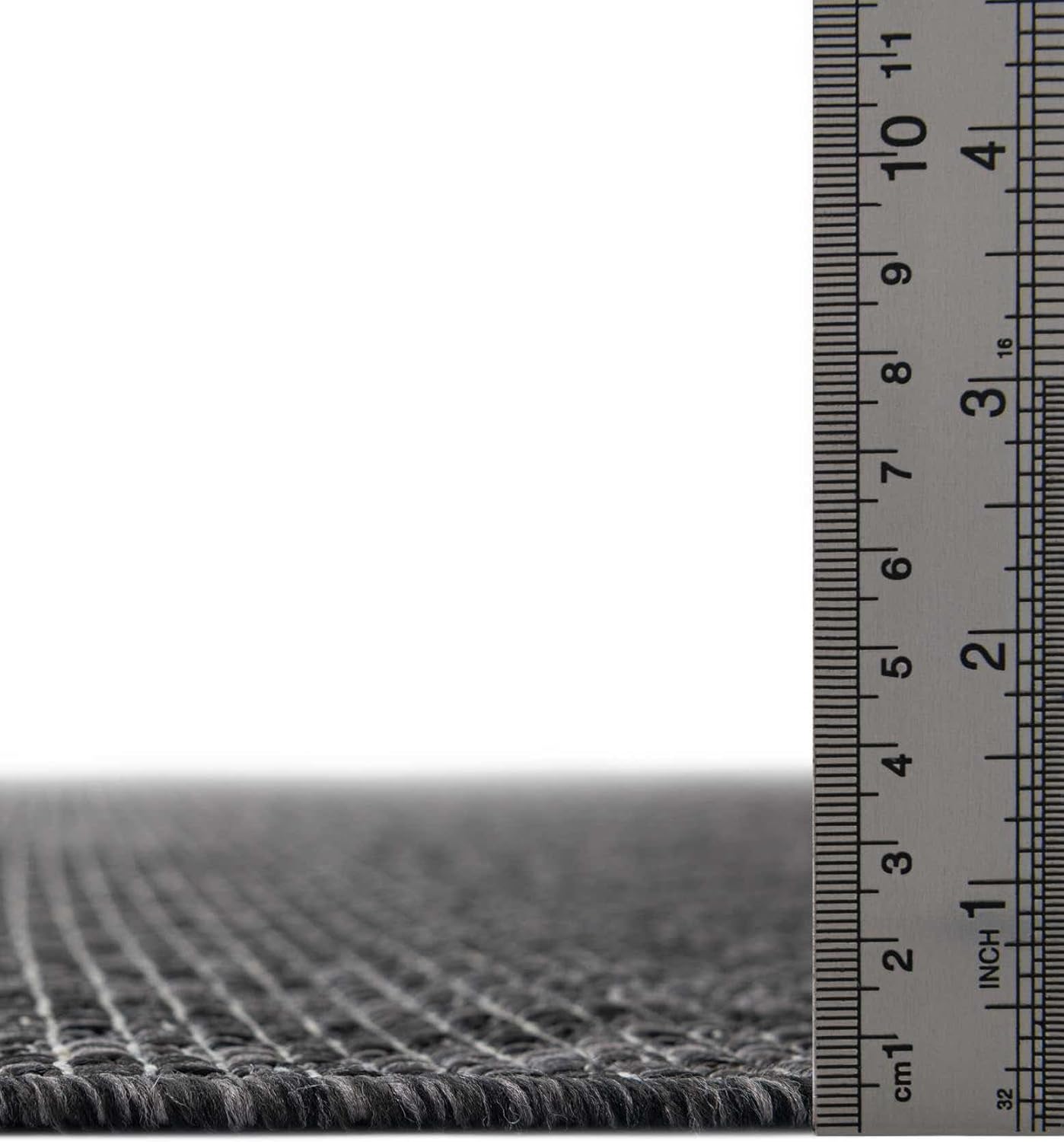 Unique Loom Collection Casual Transitional Solid Heathered Indoor/Outdoor Flatweave Area Rug (2' 7" x 4' 1" Hearth, Black/Ivory)