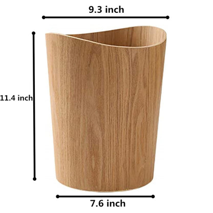 Wood Trash Can, Round Stackable Wastebasket, Natural Garbage Recycling Bin for Bathrooms, Powder Rooms, Kitchens, Home Offices (B-Light Wood)