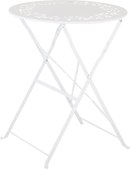 Alpine Corporation Indoor/Outdoor 3-Piece Bistro Set Folding Table and Chairs Patio Seating, White