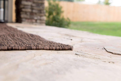 Unique Loom Collection Casual Transitional Solid Heathered Indoor/Outdoor Flatweave Area Rug (7' 1" x 10' Rectangle, Light Brown/Ivory)