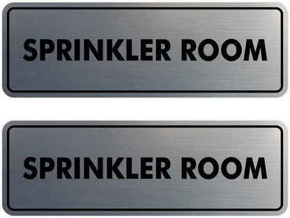 Signs ByLITA Standard Sprinkler Room Sign (Brushed Silver) - Medium 2 Pack