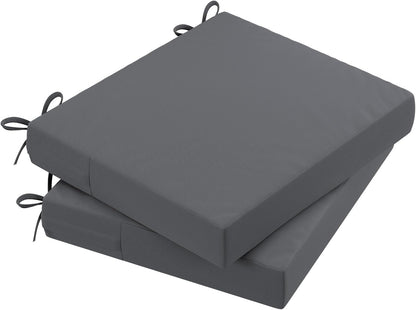 AAAAAcessories Outdoor Seat Cushions for Chairs, Waterproof, Fade-Resistant Patio Furniture Replacement Cushions, 20" x 18" x 3", Set of 2, Dark Gray