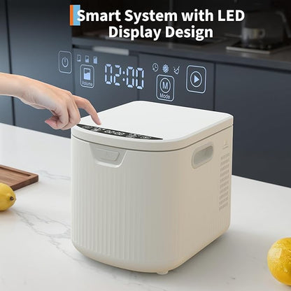 2.5L Fully Automatic Kitchen Compost Bin,Indoor Electric Food Waste Recycler with One-Click Cleaning & LED Display,Fast Fermentation to Organic Fertilizer,Eco-Friendly Countertop Composter