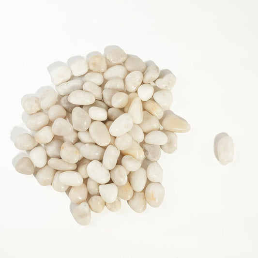 2 LBS River Rocks, StoneCreek, Decorative Garden Stones for Plant Landscaping, Polished Gravel Filler Pebbles for Home Decoration, Vases, Succulents, Flower Beds and Fish Tanks (White, Medium)
