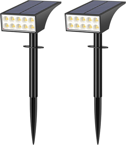 Solar Spot Lights Outdoor Waterproof IP65, Bright LEDs Solar Landscape Lighting for Outside Garden Yard, Solar Powered Spotlights for Accent Uplighting Backyard Statue Palm Tree, 2 Pack/Warm